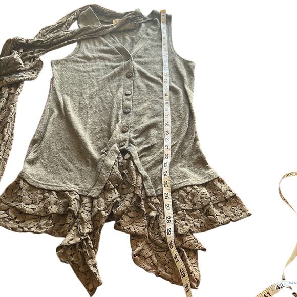 Anthropologie Mine brand Taupe Knit & Lace Vest - Picture 8 of 8